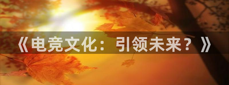 安博电竞怎么样可靠吗：《电竞文化：引领未来？》